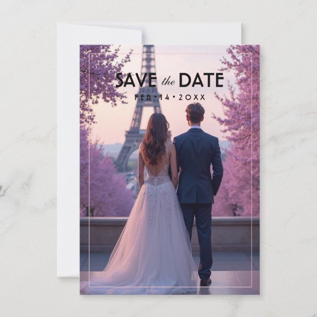 With photo Amour Éternel Save the Date Spara Datumet (Framsida)