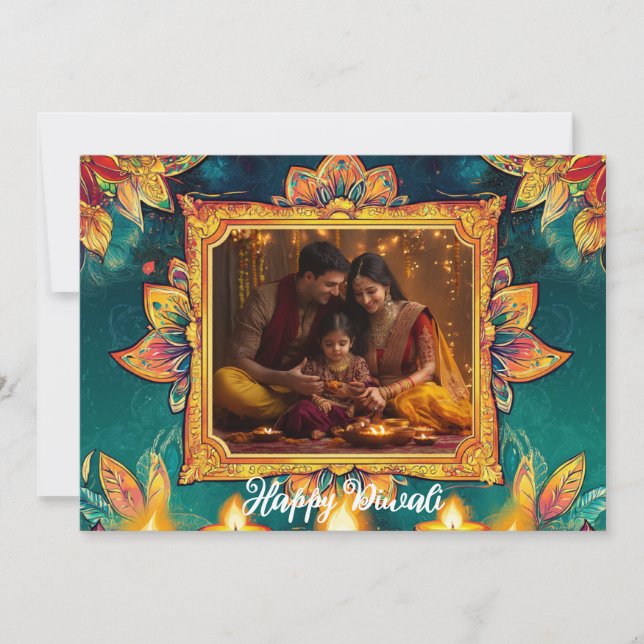 With Photo & custom text Diwali Glow & Grace card Inbjudningar (Framsida)