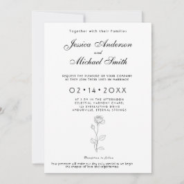With photo Minimalist Timeless Bloom  Invitation Inbjudningar