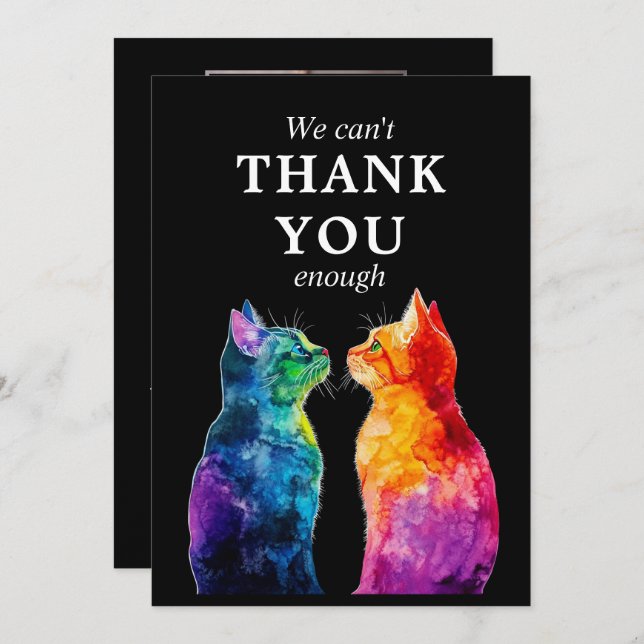 With photo 🌈  Purrfectly Yours: Rainbow Love Tack Kort (Fram/baksida)