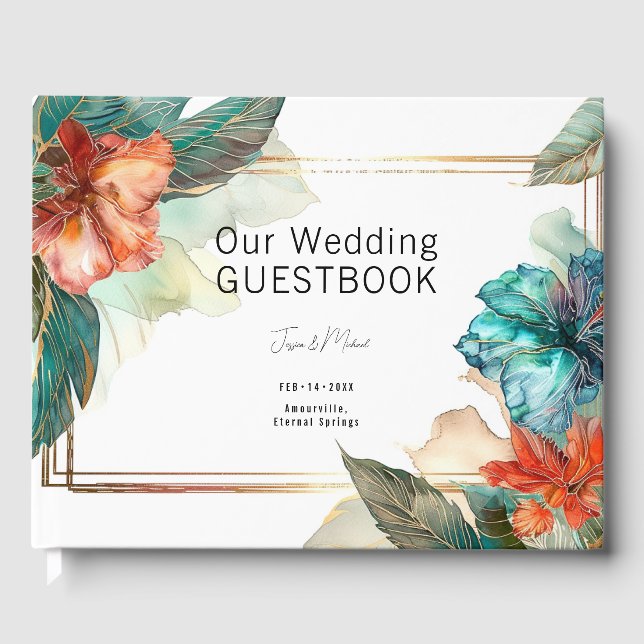 With photo teal Hibiscus Serenade Paradise Gästböcker (Framsida)