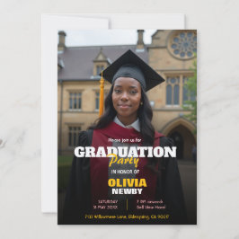 🎓With QR code Modern Grad Party Inbjudningar