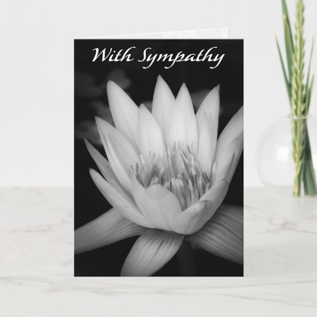 “With Sympathy” Water Lily CFolded Greeting Card Kort (Framsida)