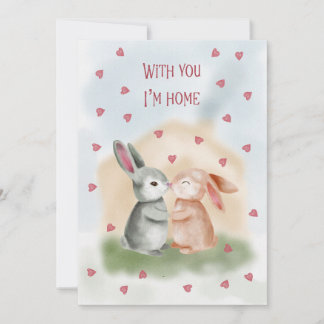 With You I’m Home Cute Bunny Julkort