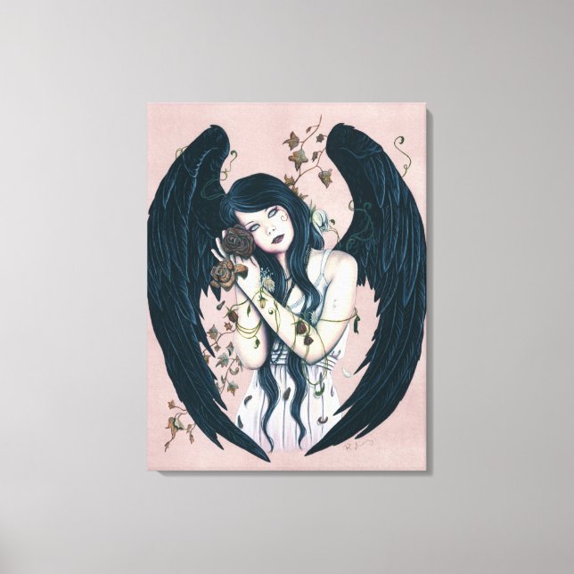 Wither Gothic Angel Decay Rosa Wrapped Canvas (Framsida)