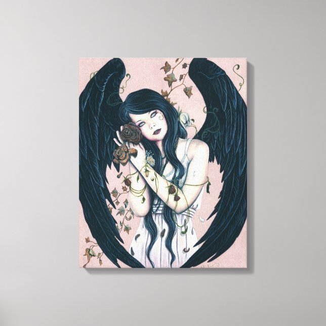Wither Gothic Angel Decay Rosa Wrapped Canvas (Framsida)