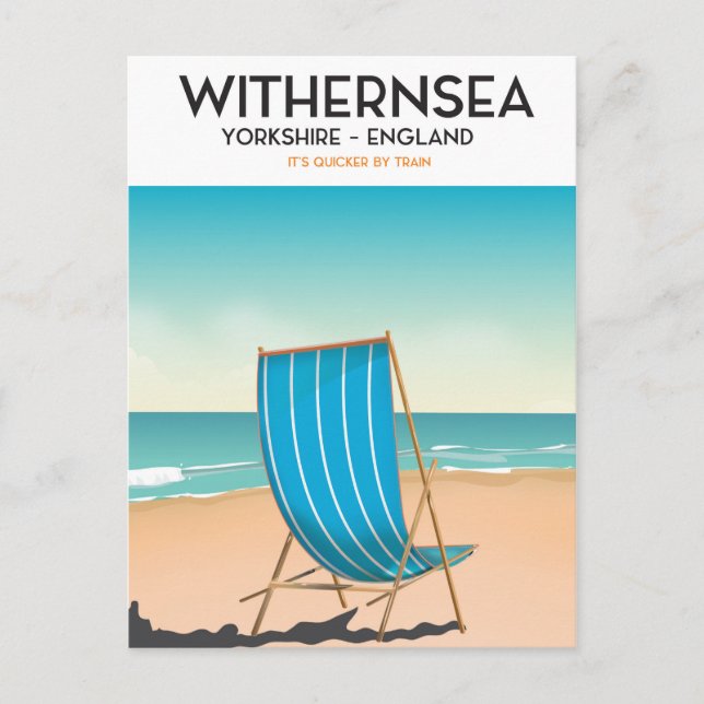 Withernsea, yorkshire, strand affisch, resa tryck vykort (Framsida)