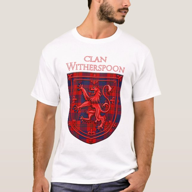 Witherspoon Tartan Scottish Plaid Lion Rampant T Shirt (Framsida)