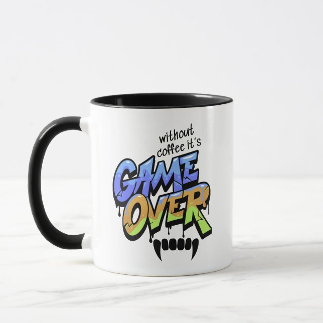 Without Coffee It’s Game Over – Graffiti Style Mug Mugg (Vänster)