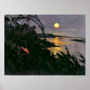 Witkiewicz - Australienskt landskap med fullmåne Poster