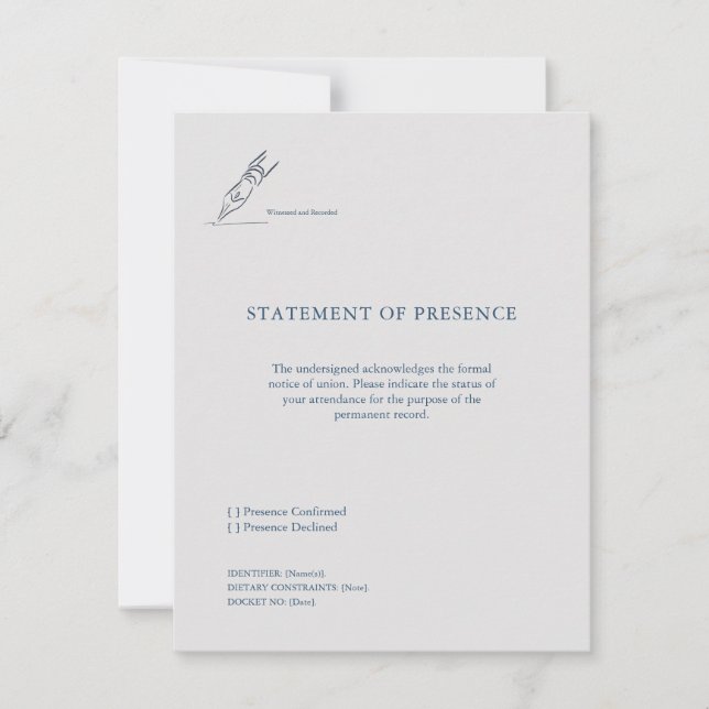 Witness Pen- Marriage Union Response Card OSA Kort (Framsida)