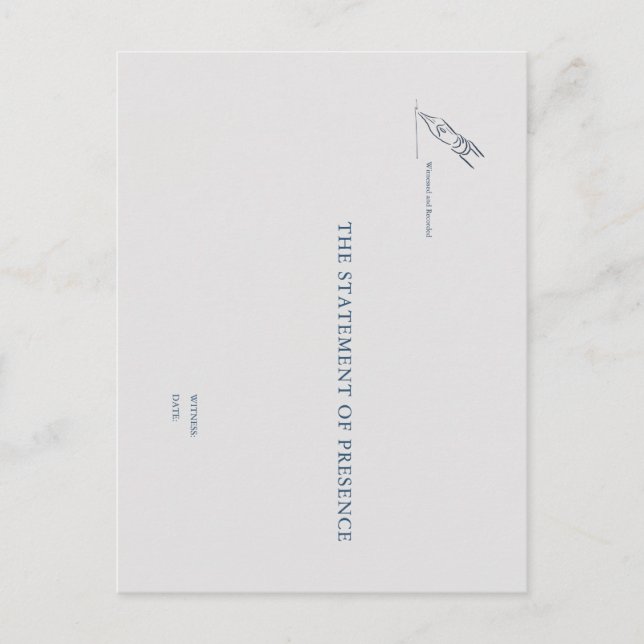 Witness Pen- Minimalist Marriage Witness Card Vykort (Framsida)