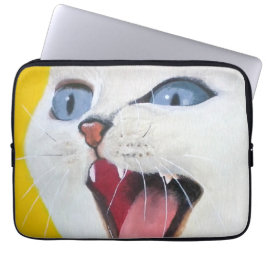 Witte Kat Laptop Fodral