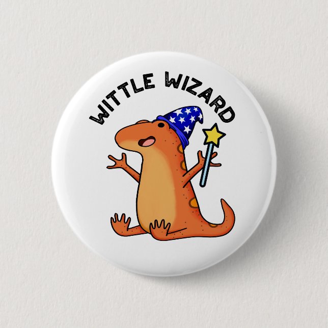 Wittle Wizard Funny Lizard Pun Knapp (Framsida)