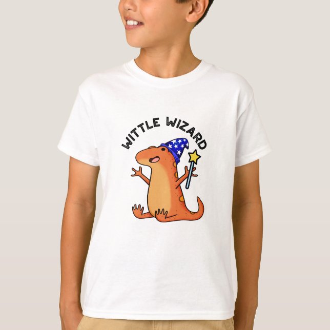 Wittle Wizard Funny Lizard Pun T Shirt (Framsida)