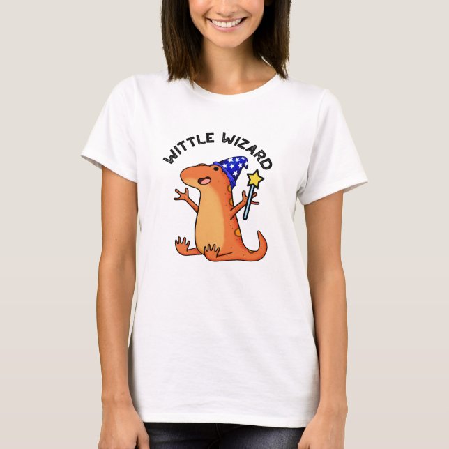 Wittle Wizard Funny Lizard Pun T Shirt (Framsida)
