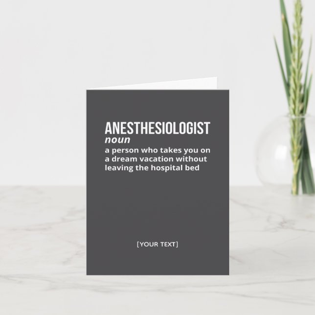 Witty Anesthesiolog Definition Greeting Card Tack Kort (Framsida)