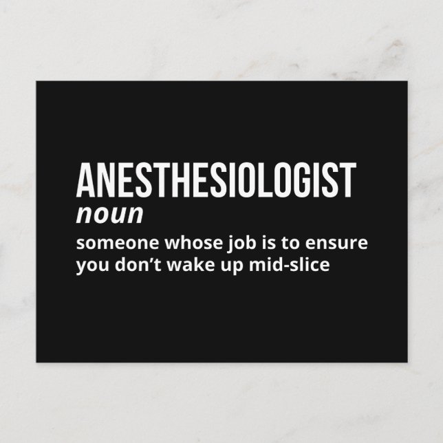 Witty Anesthesiolog-definitionskort Vykort (Framsida)
