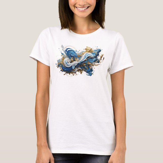 Witty Blue ABSTRAKT KONST Statement T-shirt (Framsida)