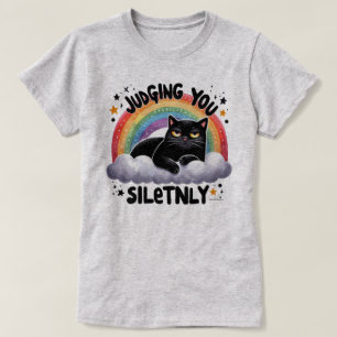 Witty Cat Grafik T-shirt - Dömer Dig Tyst
