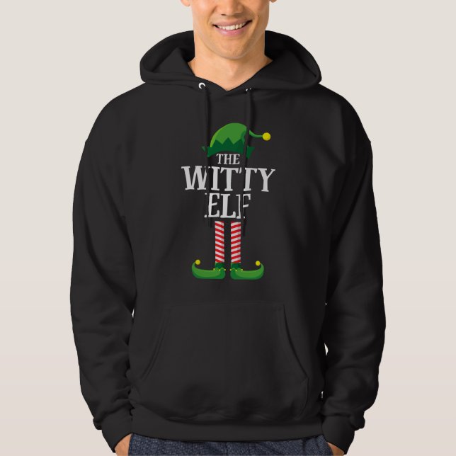Witty Elf Matching Familjejul Party Hoodie (Framsida)