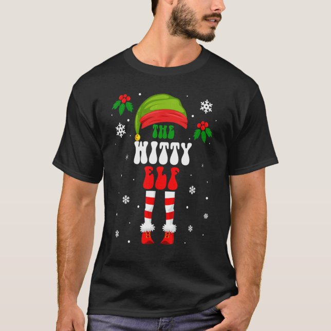Witty Elf Matching Family Group - Jul-Helgdag T Shirt (Framsida)