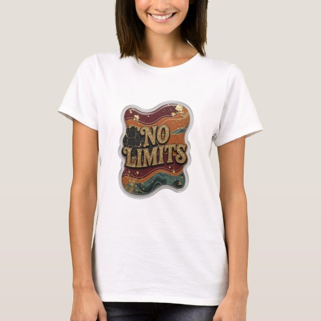 Witty Gold NO LIMITS Slogan T-shirt (Framsida)