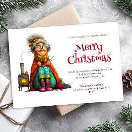 Witty Holiday Woman Editable Digital Greeting Julkort