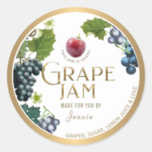 Witty Logotyp Design Elegant Grape Sylt Jelly Runt Klistermärke