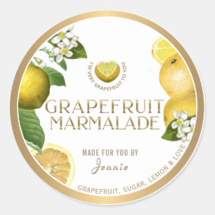 Witty Logotyp Design Elegant Grapefruit Marmalade Runt Klistermärke