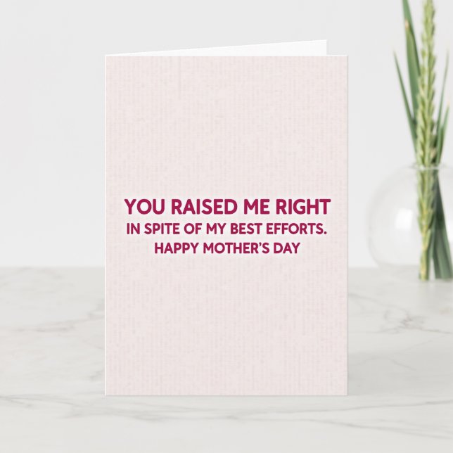 Witty Mothers Day Message Card Kort (Framsida)