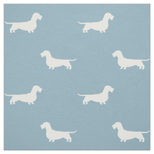 Witured Dachshund Hund Silhouettes Mönster Blue Tyg