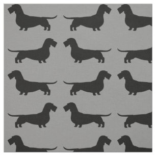 Witured Dachshund Hund Silhouettes Mönster Tyg