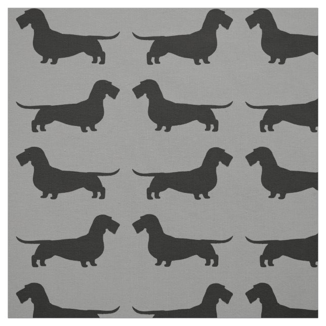 Witured Dachshund Hund Silhouettes Mönster Tyg (Provkarta)
