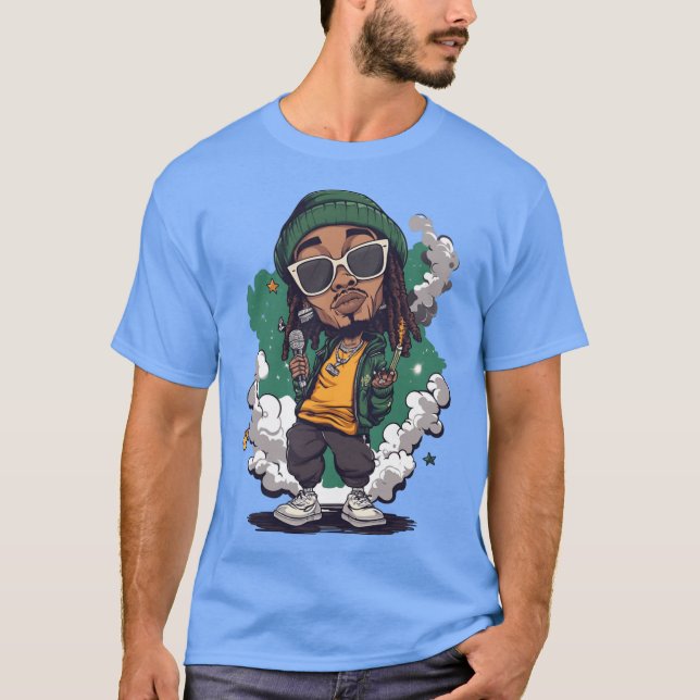 Wiz Khalifa as Cartoon boy funny friend T Shirt (Framsida)