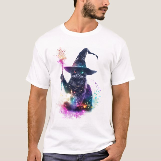 Wizard Cat Magic T Shirt (Framsida)