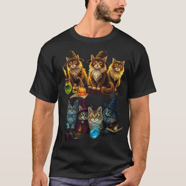 Wizard Cat Society" Shirt - Mystical Meowgic T Shirt (Framsida)