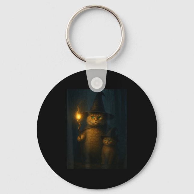 Wizard Cat Weird Funny Halloween Cat Meme  Nyckelring (Framsida)