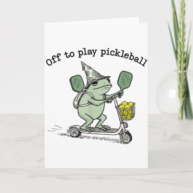 Wizard Frog Hold Racket Scooter Ride Off To Play P Kort (Framsida)