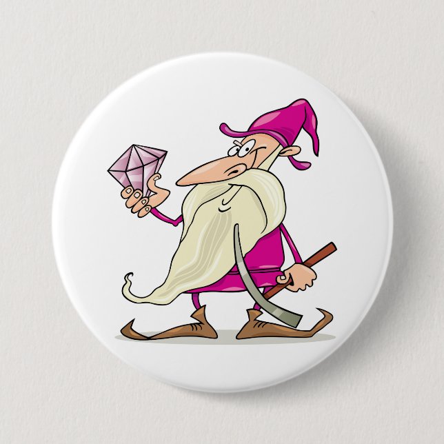 Wizard Gnome with Large Diamond Gemstone Knapp (Framsida)
