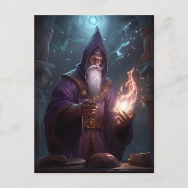 Wizard Mage Magic Fantasy Art Vykort (Framsida)