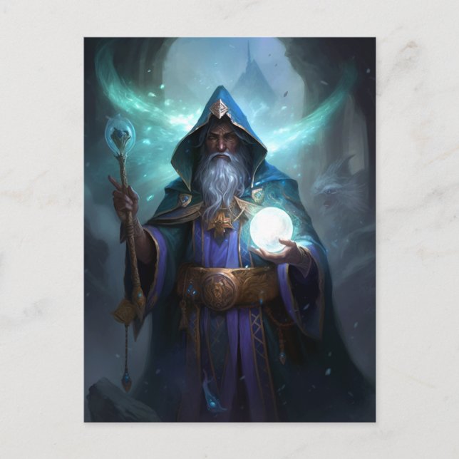 Wizard Mage Magic Fantasy Art Vykort (Framsida)