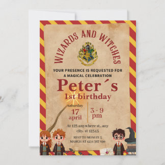 Wizard Magical Kids Birthday Party Invite Inbjudningar