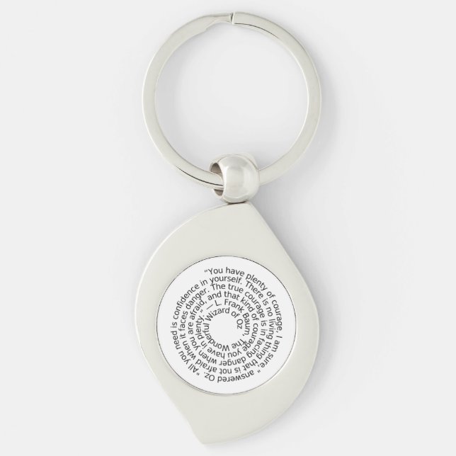Wizard of Oz courage quote keychain Swirl Silverfärgad Nyckelring (Framsidan)