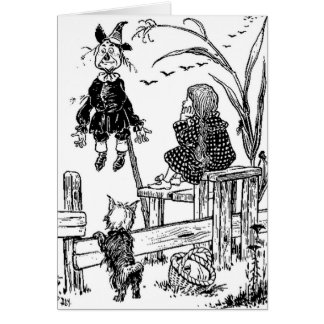 Wizard of Oz Dorothy Toto och fågelskrämman Hälsningskort