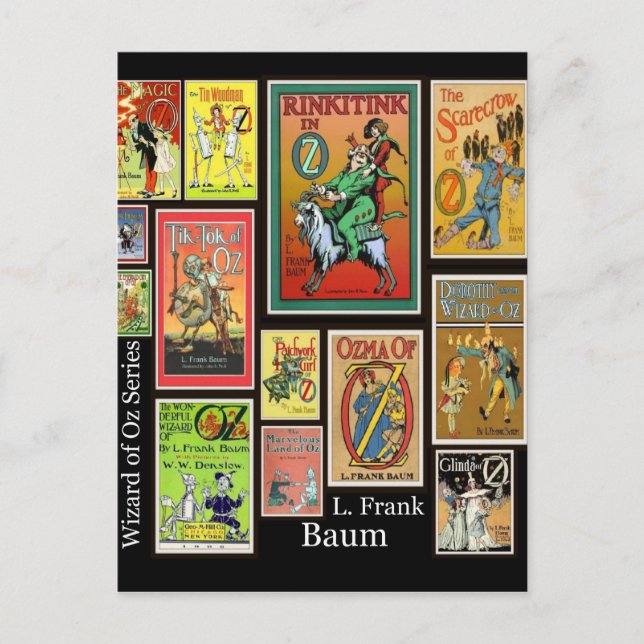 WIzard of Oz L Frank Baum Collage Postcards Vykort (Framsida)