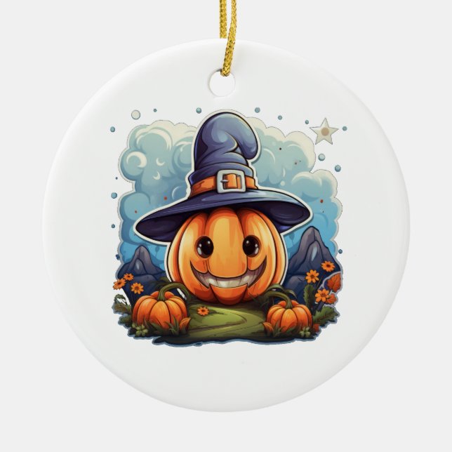 Wizard pumpkin julgransprydnad keramik (Framsidan)