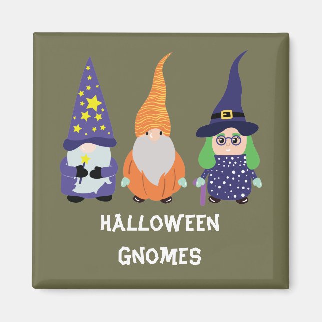 Wizard Pumpkin Witch Halloween Gnomes Magnet (Framsidan)