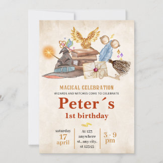 Wizard School Themed Birthday Party Invitation Inbjudningar