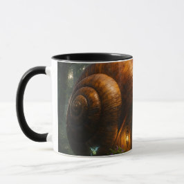 Wizard snail shell cottage fantasy black combo mugg